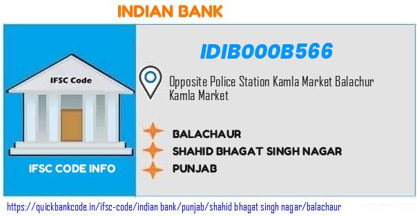 Indian Bank Balachaur IDIB000B566 IFSC Code