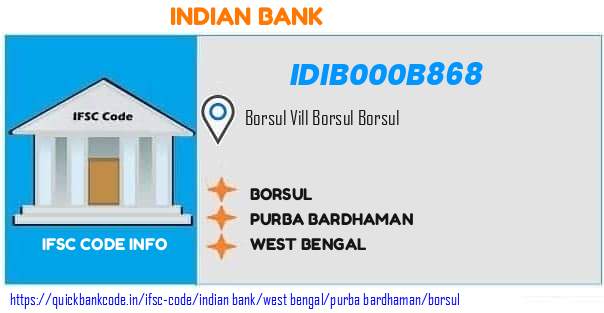 Indian Bank Borsul IDIB000B868 IFSC Code