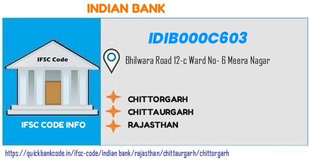Indian Bank Chittorgarh IDIB000C603 IFSC Code