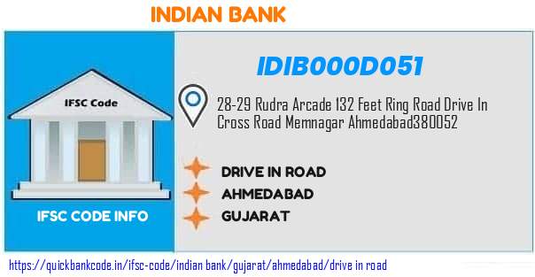 Indian Bank Drive In Road IDIB000D051 IFSC Code