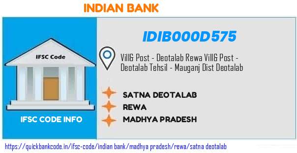 Indian Bank Satna Deotalab IDIB000D575 IFSC Code