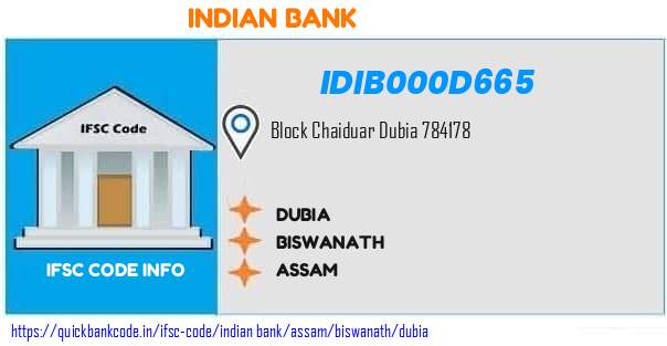 Indian Bank Dubia IDIB000D665 IFSC Code