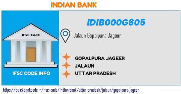 Indian Bank Gopalpura Jageer IDIB000G605 IFSC Code