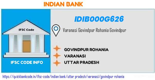 Indian Bank Govindpur Rohania IDIB000G626 IFSC Code