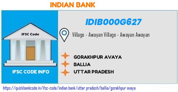 Indian Bank Gorakhpur Avaya IDIB000G627 IFSC Code