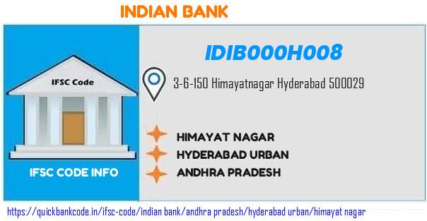 Indian Bank Himayat Nagar IDIB000H008 IFSC Code