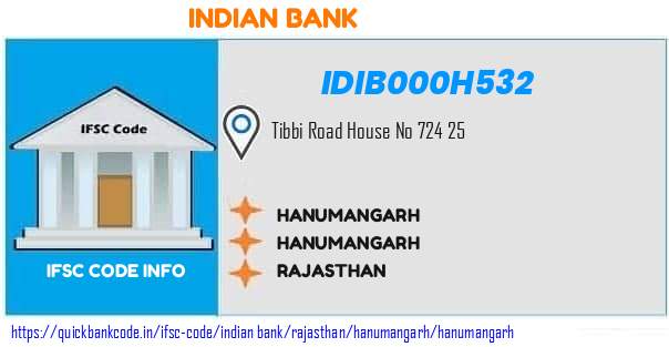 Indian Bank Hanumangarh IDIB000H532 IFSC Code