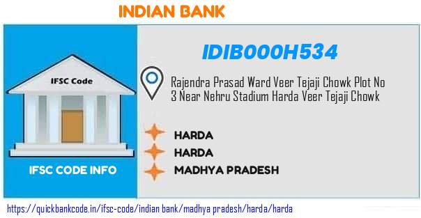 Indian Bank Harda IDIB000H534 IFSC Code