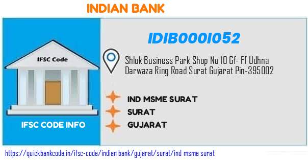 Indian Bank Ind Msme Surat IDIB000I052 IFSC Code