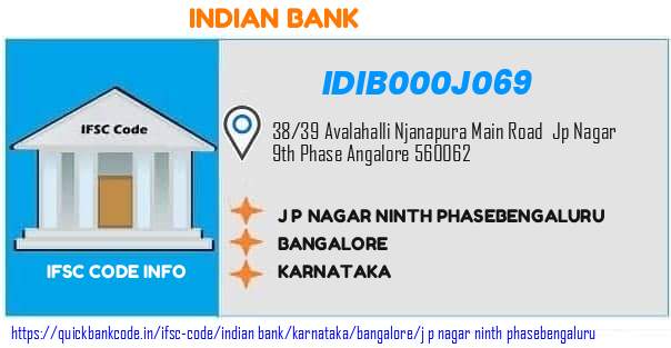 Indian Bank J P Nagar Ninth Phasebengaluru IDIB000J069 IFSC Code
