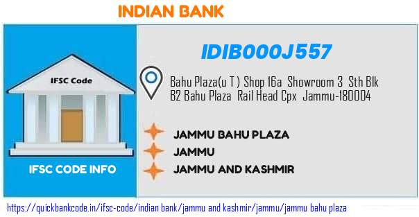 Indian Bank Jammu Bahu Plaza IDIB000J557 IFSC Code