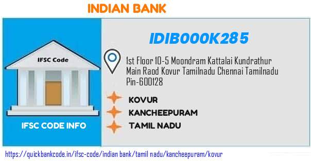 Indian Bank Kovur IDIB000K285 IFSC Code