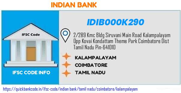 Indian Bank Kalampalayam IDIB000K290 IFSC Code