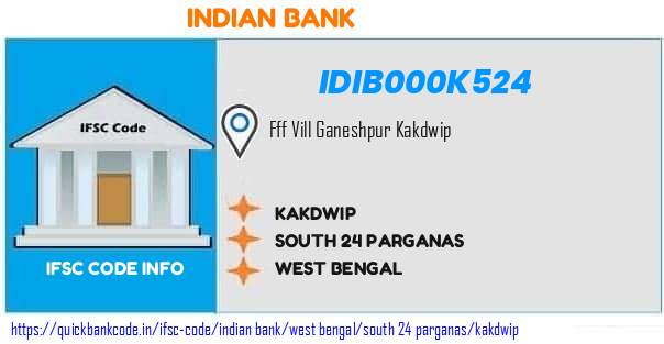 Indian Bank Kakdwip IDIB000K524 IFSC Code