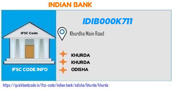 Indian Bank Khurda IDIB000K711 IFSC Code