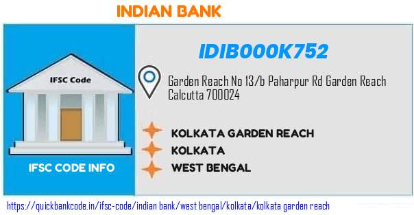 Indian Bank Kolkata Garden Reach IDIB000K752 IFSC Code