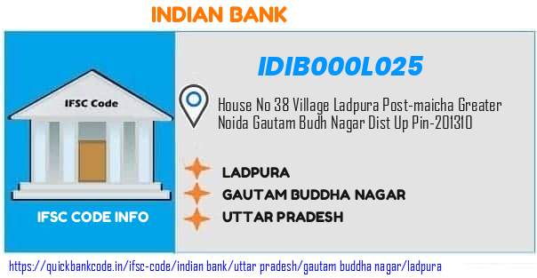 IDIB000L025 Indian Bank. LADPURA