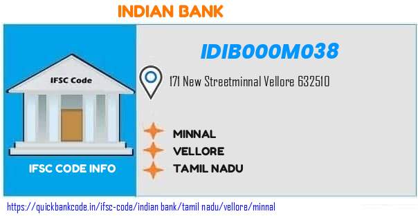 Indian Bank Minnal IDIB000M038 IFSC Code