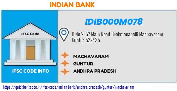 Indian Bank Machavaram IDIB000M078 IFSC Code
