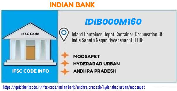 Indian Bank Moosapet IDIB000M160 IFSC Code