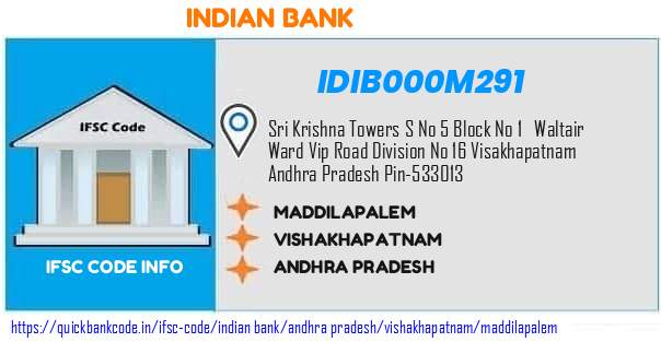 Indian Bank Maddilapalem IDIB000M291 IFSC Code