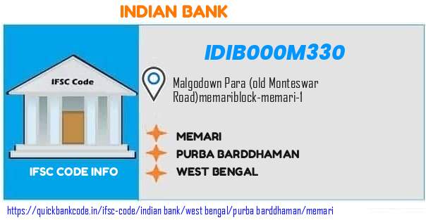 Indian Bank Memari IDIB000M330 IFSC Code