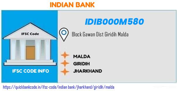 Indian Bank Malda IDIB000M580 IFSC Code