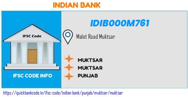 Indian Bank Muktsar IDIB000M761 IFSC Code