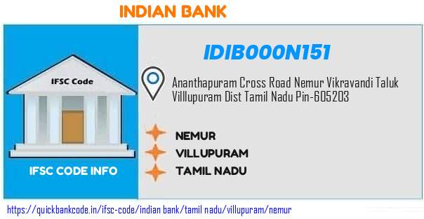 Indian Bank Nemur IDIB000N151 IFSC Code