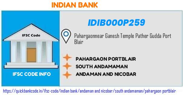 Indian Bank Pahargaon Portblair IDIB000P259 IFSC Code