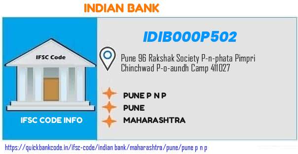 Indian Bank Pune P N P IDIB000P502 IFSC Code