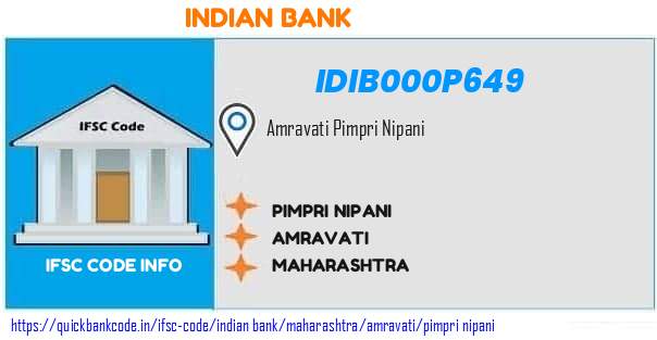 Indian Bank Pimpri Nipani IDIB000P649 IFSC Code