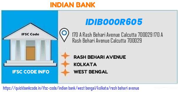 Indian Bank Rash Behari Avenue IDIB000R605 IFSC Code