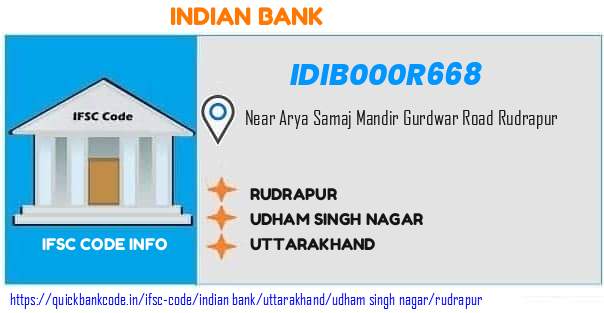 Indian Bank Rudrapur IDIB000R668 IFSC Code