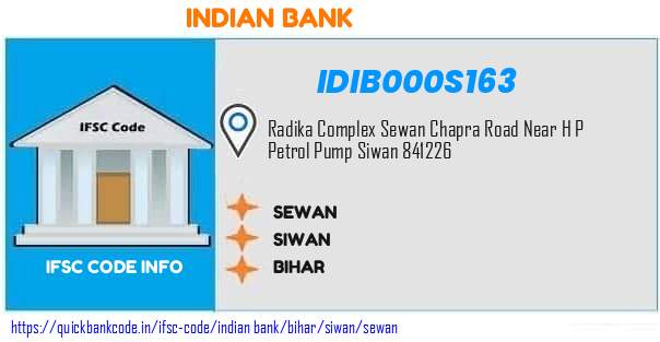 Indian Bank Sewan IDIB000S163 IFSC Code