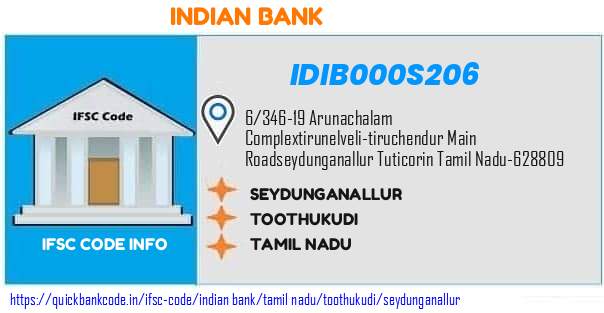 Indian Bank Seydunganallur IDIB000S206 IFSC Code