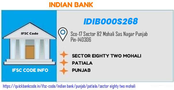 Indian Bank Sector Eighty Two Mohali IDIB000S268 IFSC Code