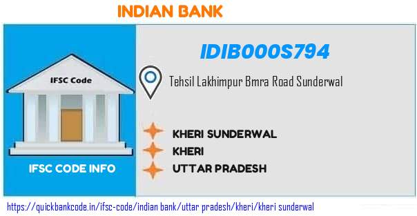 Indian Bank Kheri Sunderwal IDIB000S794 IFSC Code
