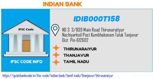 Indian Bank Thirunaraiyur IDIB000T158 IFSC Code