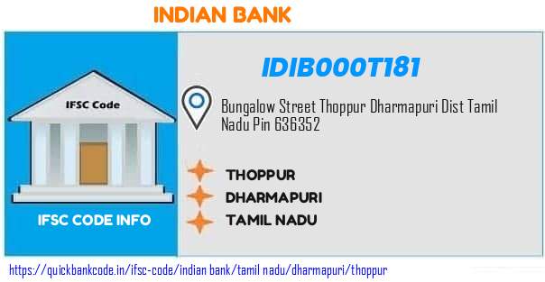 Indian Bank Thoppur IDIB000T181 IFSC Code