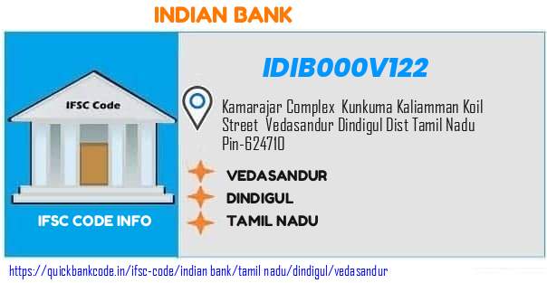 Indian Bank Vedasandur IDIB000V122 IFSC Code