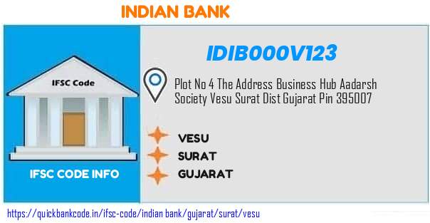 Indian Bank Vesu IDIB000V123 IFSC Code