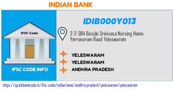Indian Bank Yeleswaram IDIB000Y013 IFSC Code