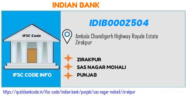 Indian Bank Zirakpur IDIB000Z504 IFSC Code