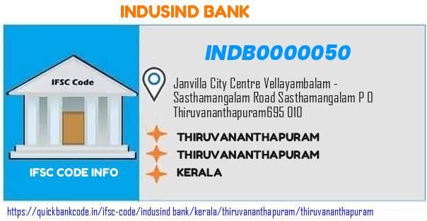 Indusind Bank Thiruvananthapuram INDB0000050 IFSC Code