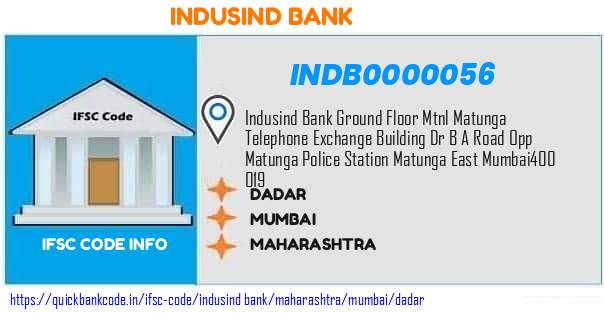 Indusind Bank Dadar INDB0000056 IFSC Code