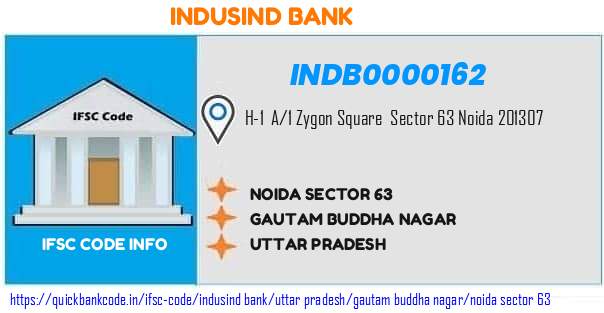 Indusind Bank Noida Sector 63 INDB0000162 IFSC Code