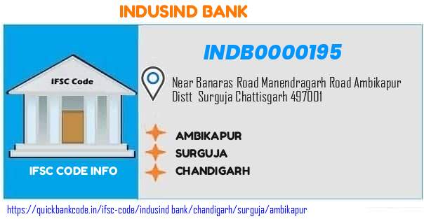 Indusind Bank Ambikapur INDB0000195 IFSC Code