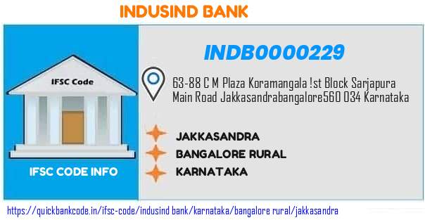 Indusind Bank Jakkasandra INDB0000229 IFSC Code