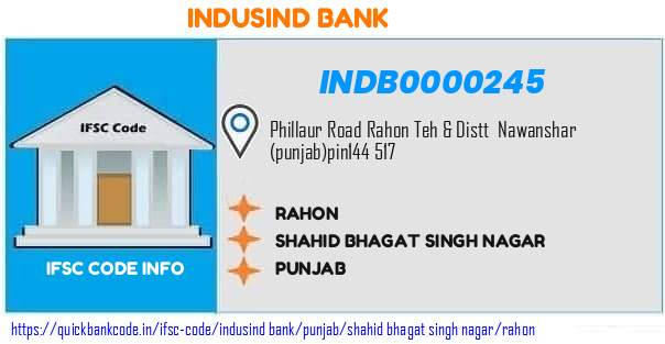 Indusind Bank Rahon INDB0000245 IFSC Code